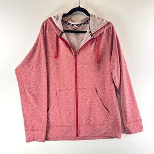 Nike Womens Hoodie Pink Dri Fit Full Zip Sweatshirt Drawstring Swoosh Size Large
